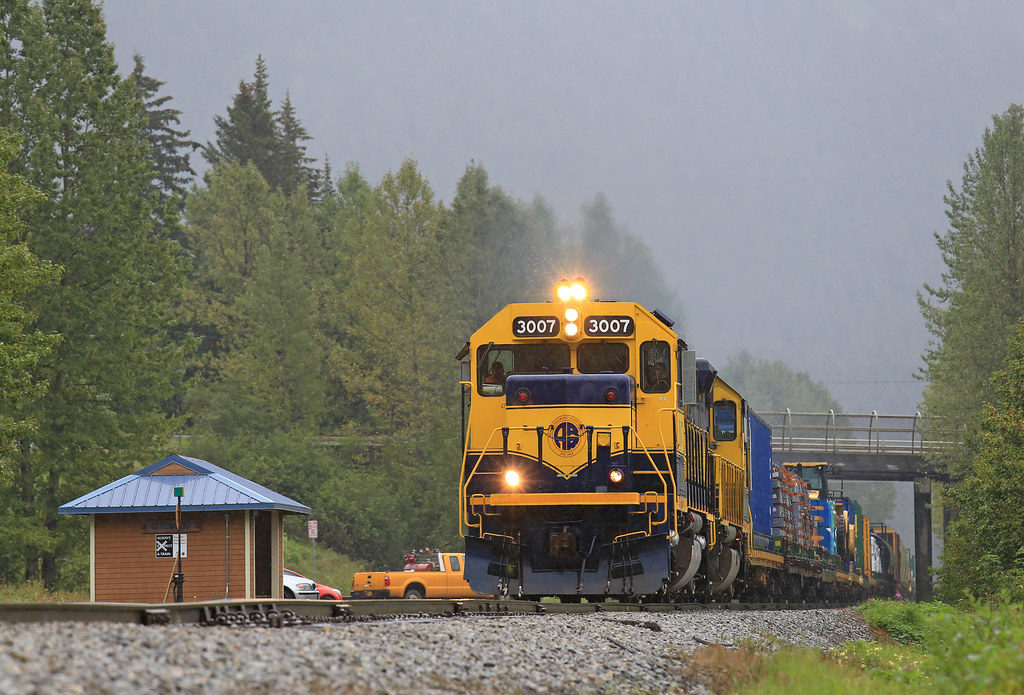 Girdwood station 3007 north cruises past the small station… Flickr