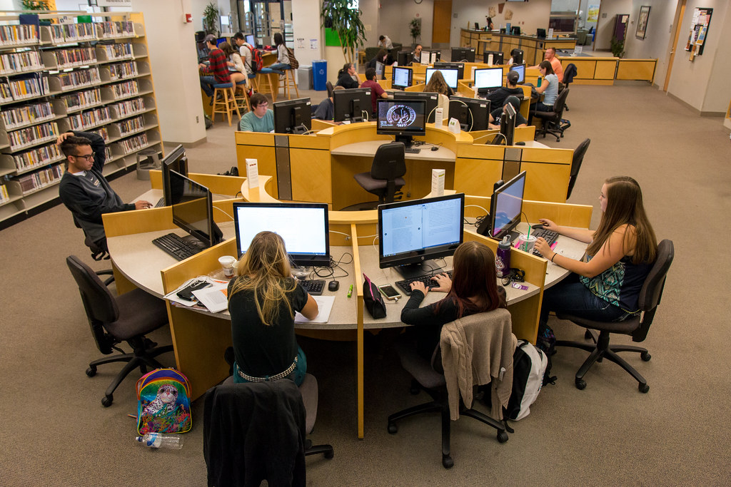 Students using computers in the library UCCS Kraemer Family Library