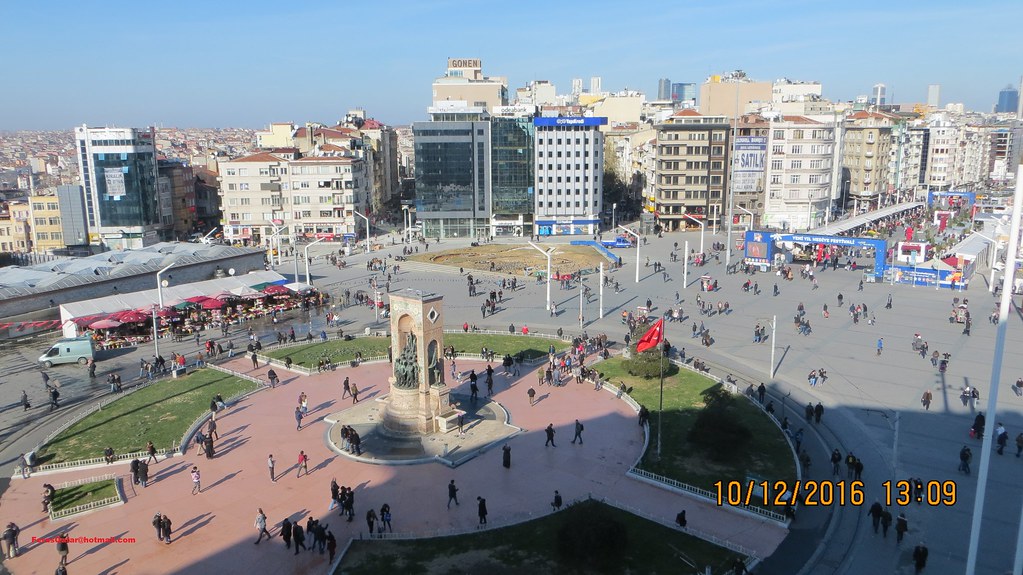 Taksim Square from Taxim hill hotel ( Istanbul Turkey ) a photo on