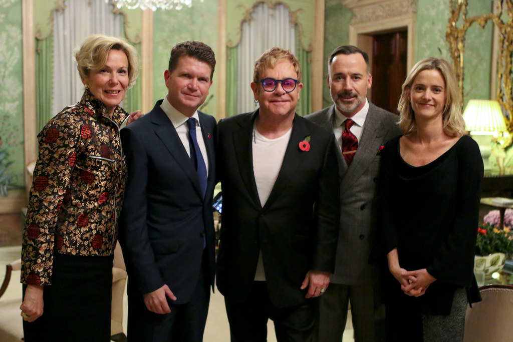 Ambassador Birx, Ambassador Barzun, Sir Elton John, David Furnish