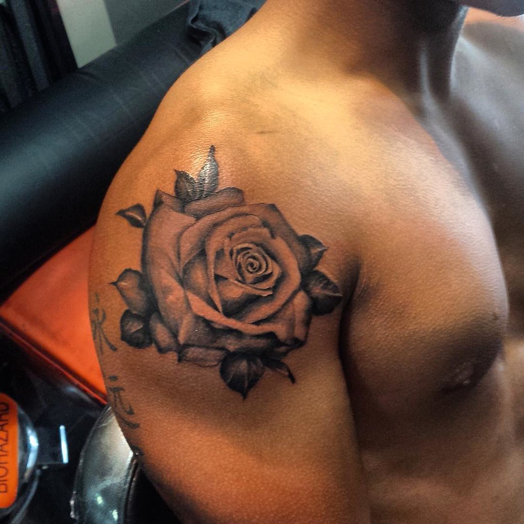 Black & Grey Finished Rose Tattoo Done By kriistian On j