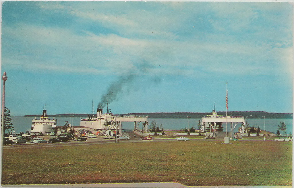SHIP St Ignace MI c.1950 View of the old Michigan… Flickr