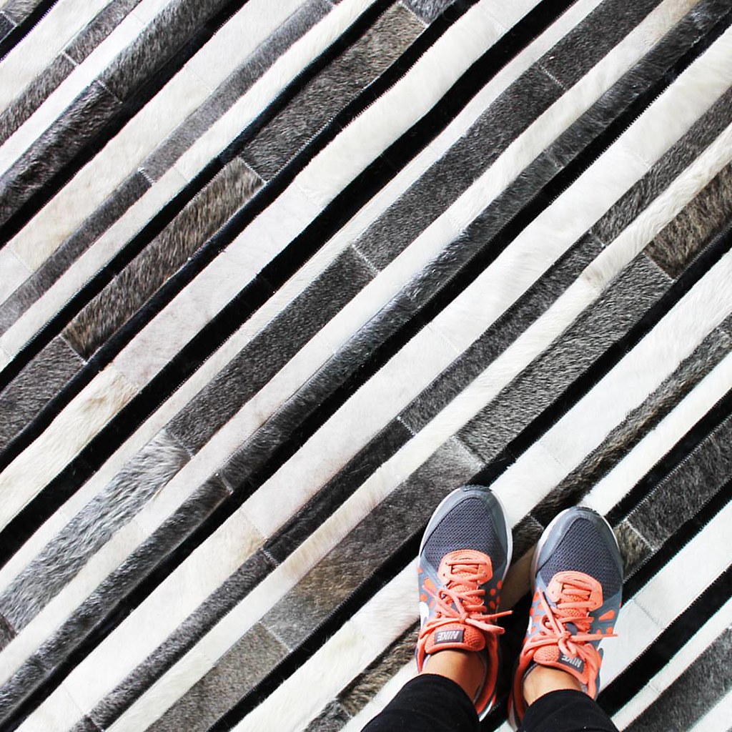 Neutrals + pink! 🐰 Striped patchwork cowhide rug. In lov… Flickr