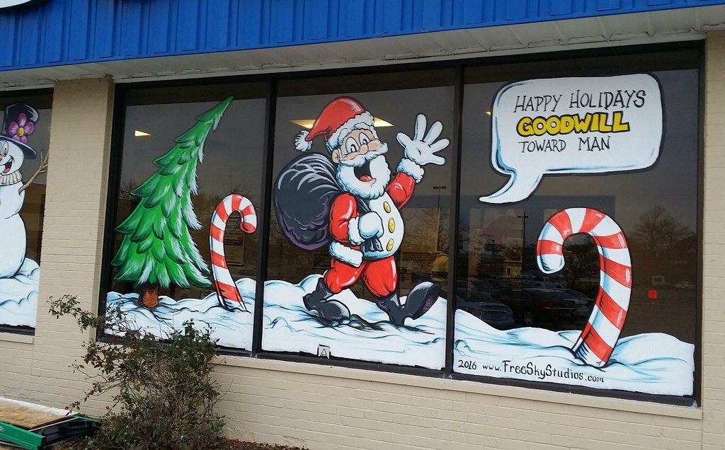 Holiday Window Painting Goodwill Industries Free Sky Studios