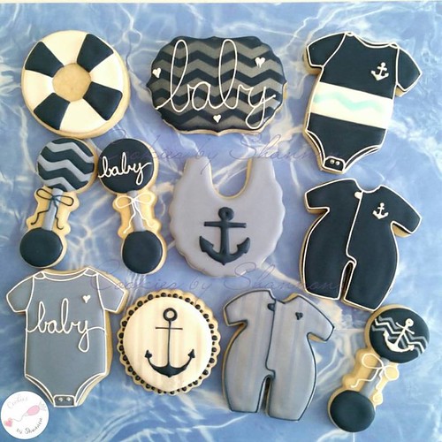 Nautical baby shower cookies Nautical baby shower decorate… Flickr