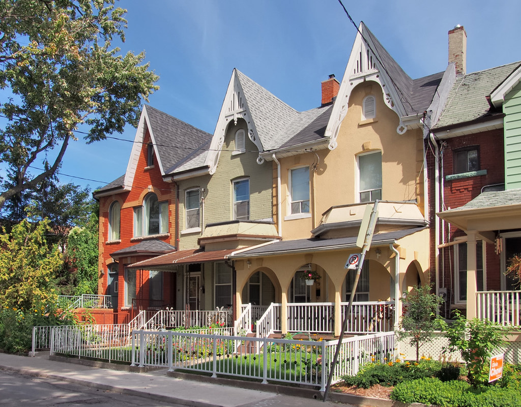 Three Victorian houses Little Portugal, Toronto. Flickr