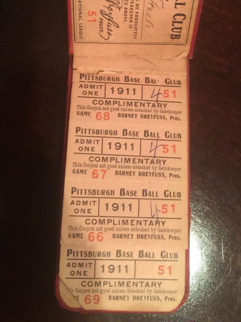1911 Pirates Season Ticket Book with Cy Young last win tic… Flickr