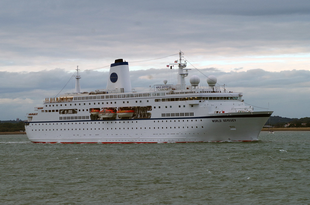 World Odyssey departs The Cruise ship "World Odyssey