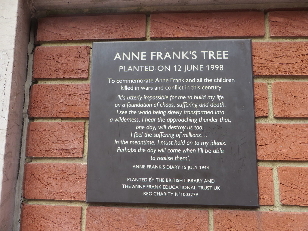 Plaque of Anne Frank's tree Sarah Honeychurch Flickr