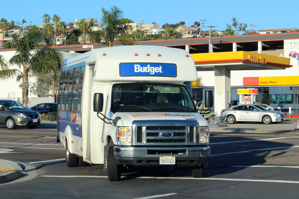 Budget Ford rental car shuttle at San Diego Airport. So Cal Metro