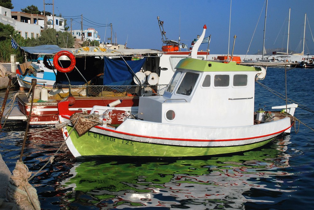 Lime green fishing boat, Leros Patrick Carome Flickr