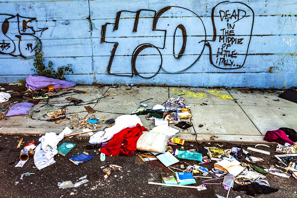 Garbage and graffiti on 82315Kensington Linh Dinh Flickr