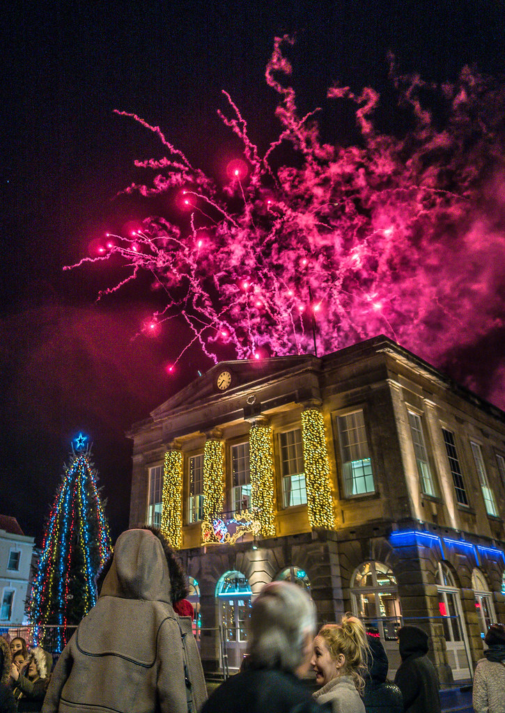 Fireworks at the 2016 Christmas Lights ceremony in Andover, Hampshire