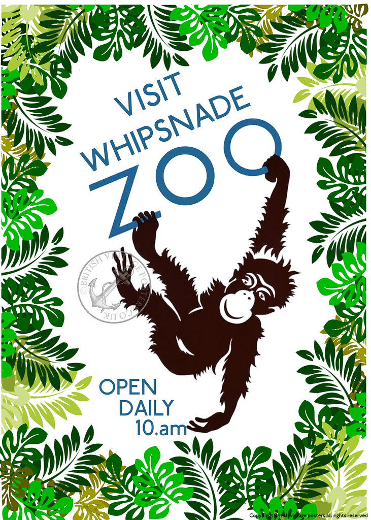 Visit Whipsnade Zoo Vintage Style Advertising Poster 1960'… Flickr