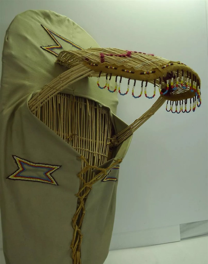 Paiute reed and cloth Baby Cradle Board decorated with bea… Flickr