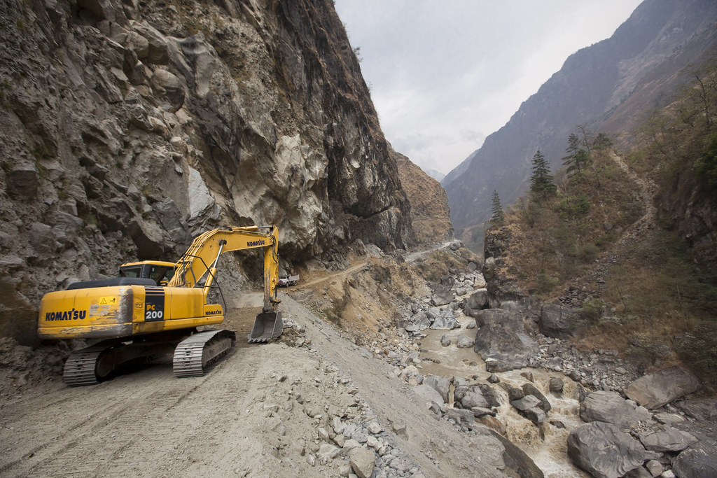 Road construction, Nepal In Nepal, mountain infrastructure… Flickr