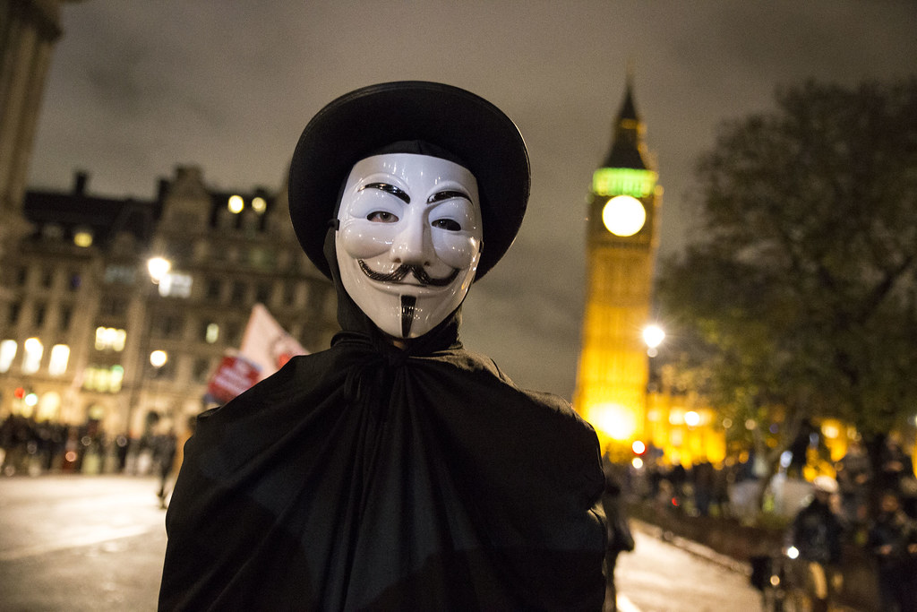 IMG_7326 "Thousands of protesters, many wearing Guy Fawkes… Flickr