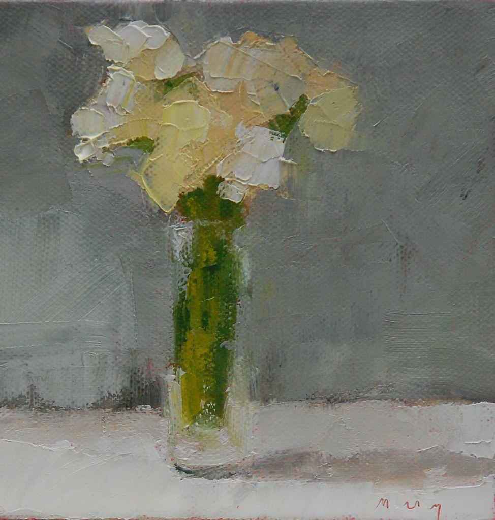 White Carnations oil, 6" x 6" Cynthia Murray Design Flickr