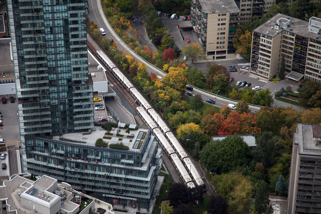 Trees and Transit Two TTC subway trains between Rosedale a… Flickr