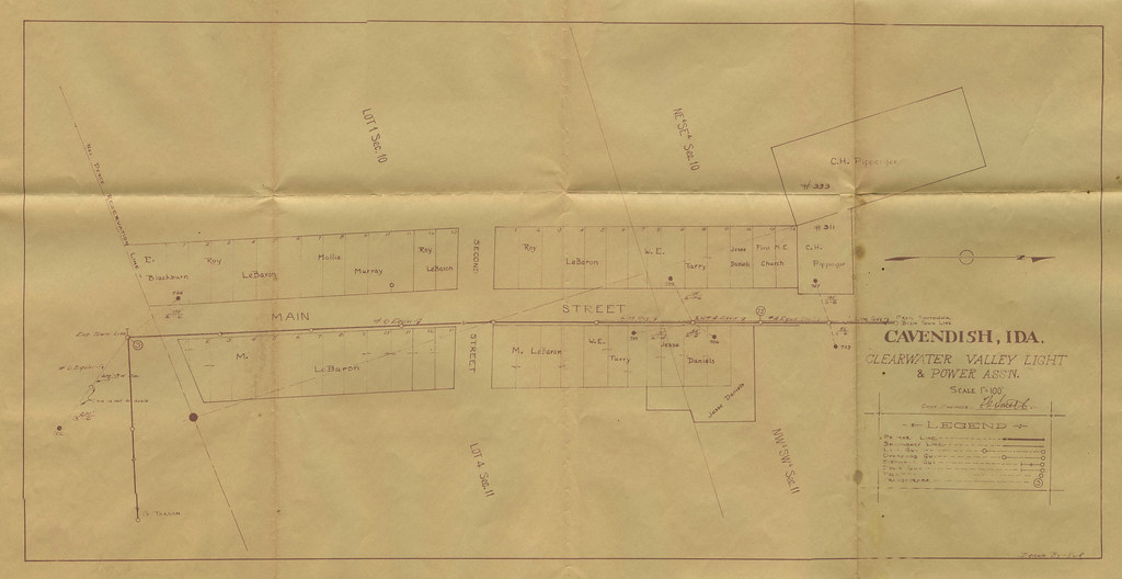 Clearwater Valley Light & Power Association Plat Map, circa 1940