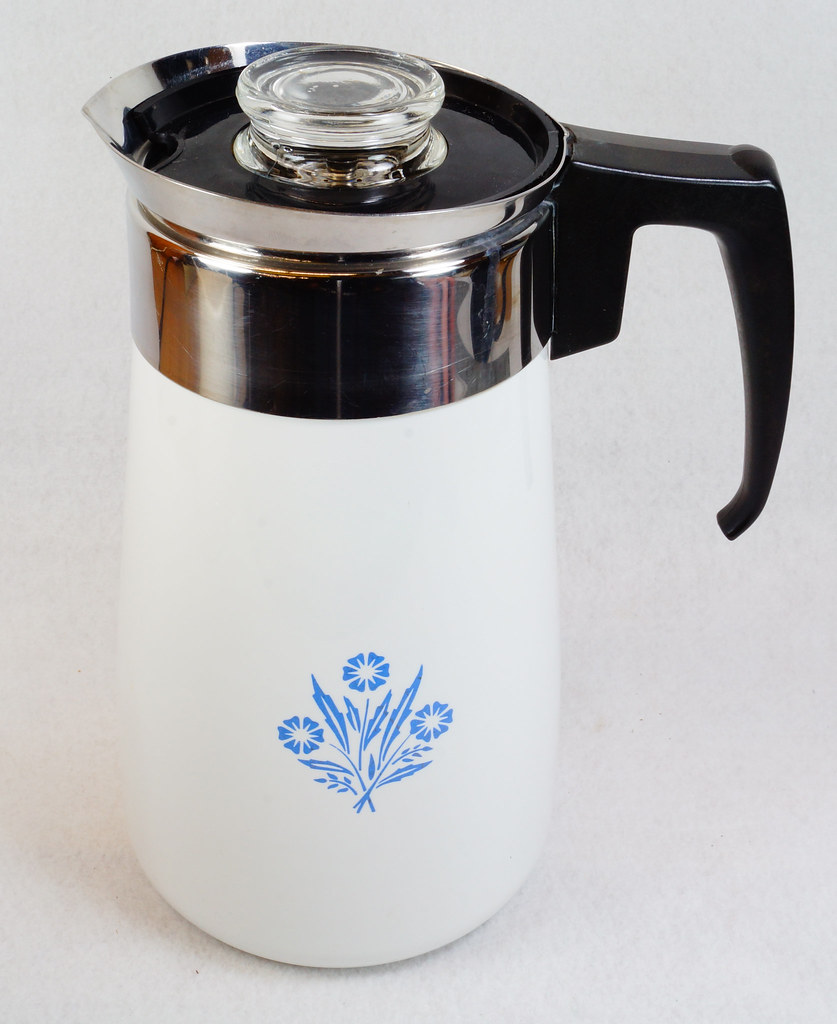 RD10881 Vintage Corning Ware 9 Cup Stovetop Percolator Blu… Flickr