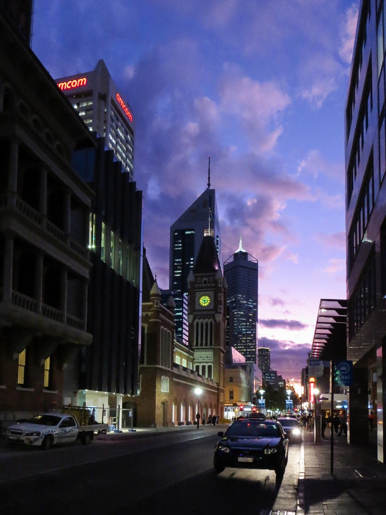 City street Perth city at dusk. ShaaronS. Flickr