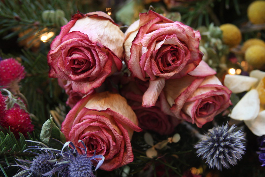 Roses in the dried flower Christmas Tree, Winterthur Flickr