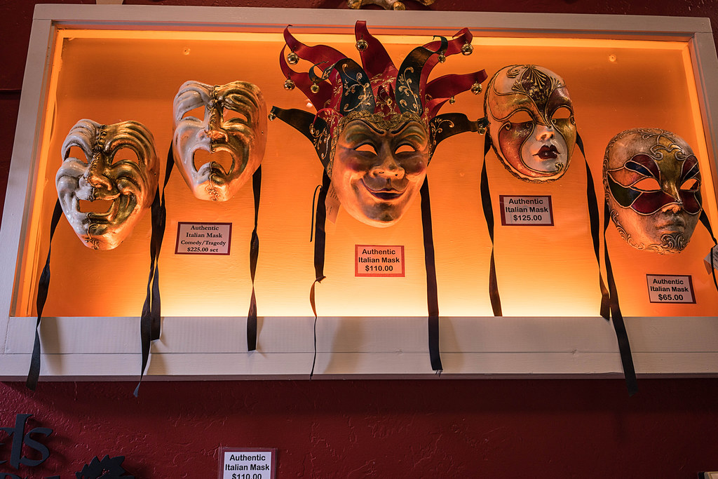 Masks Ashland, Oregon, Shakespeare Festival Theater. Connie Juel Flickr