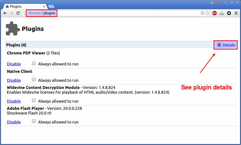 Where are google chrome plugins settings polmatrix