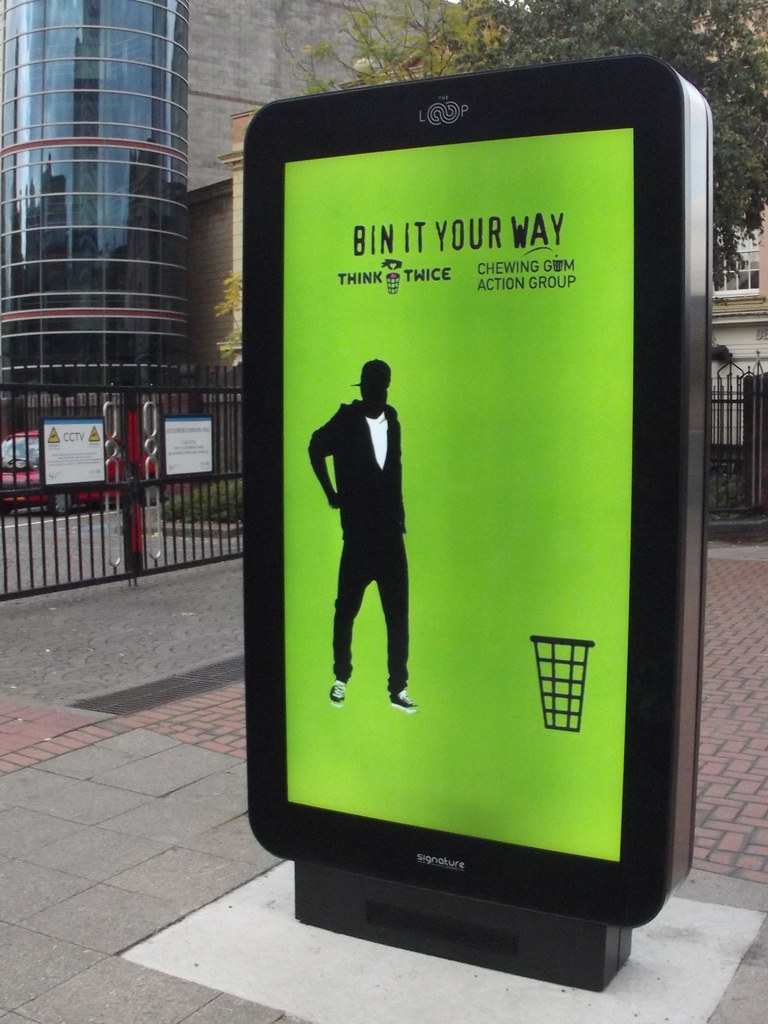 Broad Street, Birmingham digital billboard Bin it your way a