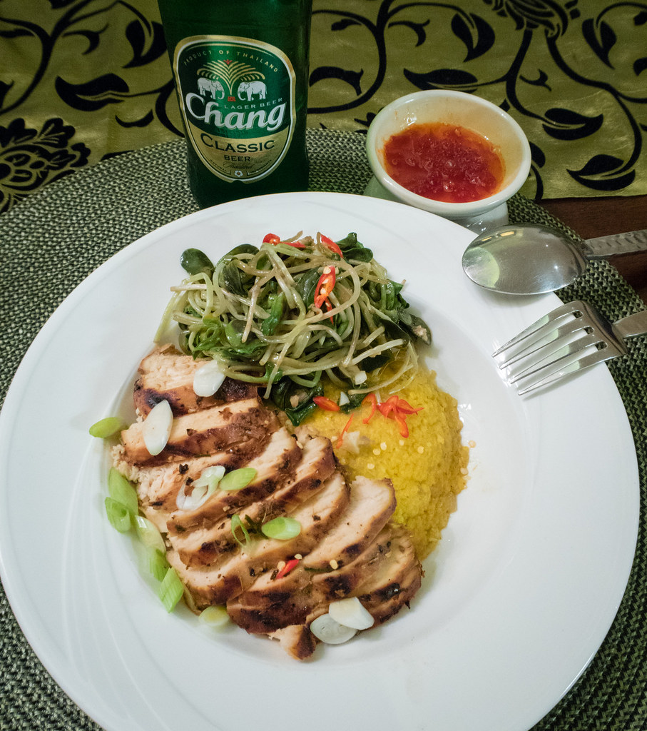 Coconut Milk Polenta, BBQ Thai Chicken and Stir Fried Sunf… Flickr