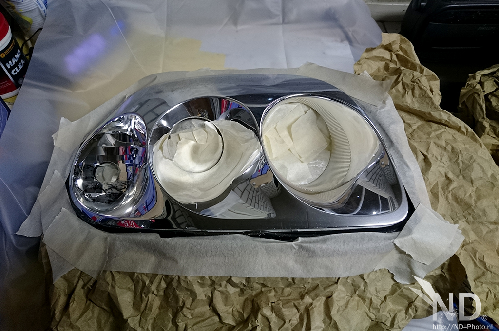 Chrome Headlight insert Started painting the lights black,… Flickr