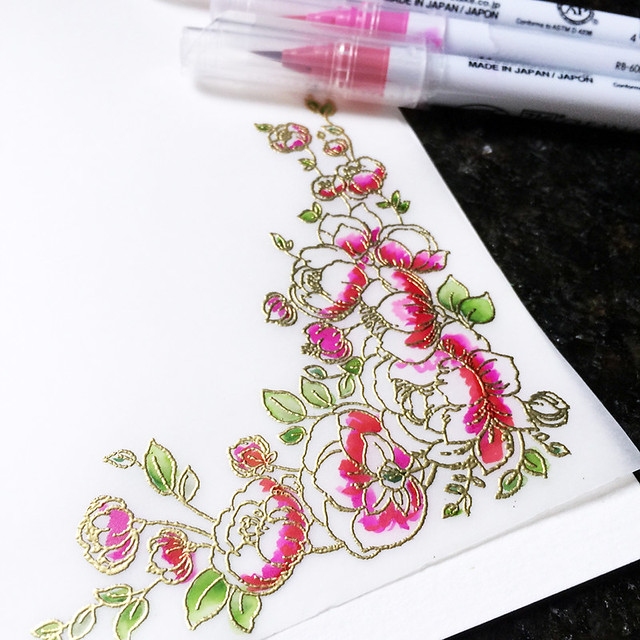 Gold Embossing & Zig Markers on Vellum www.artscrapandmore… Flickr