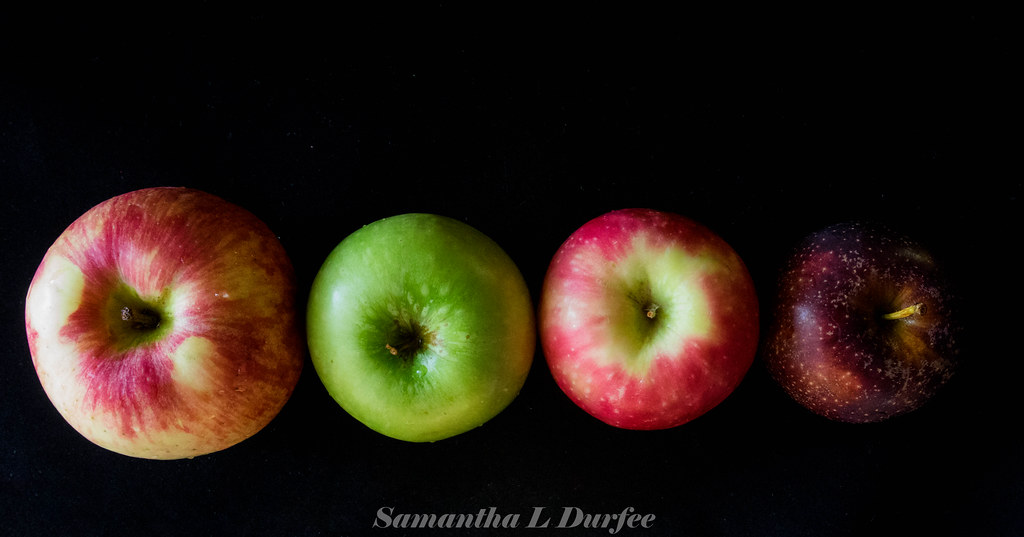 Apples by four Honeycrisp, granny smith, pink lady, black … Flickr
