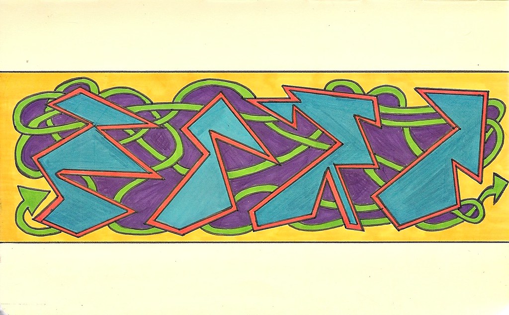 Graffiti Graffiti style art using Sharpies in Moleskine Abstrakt
