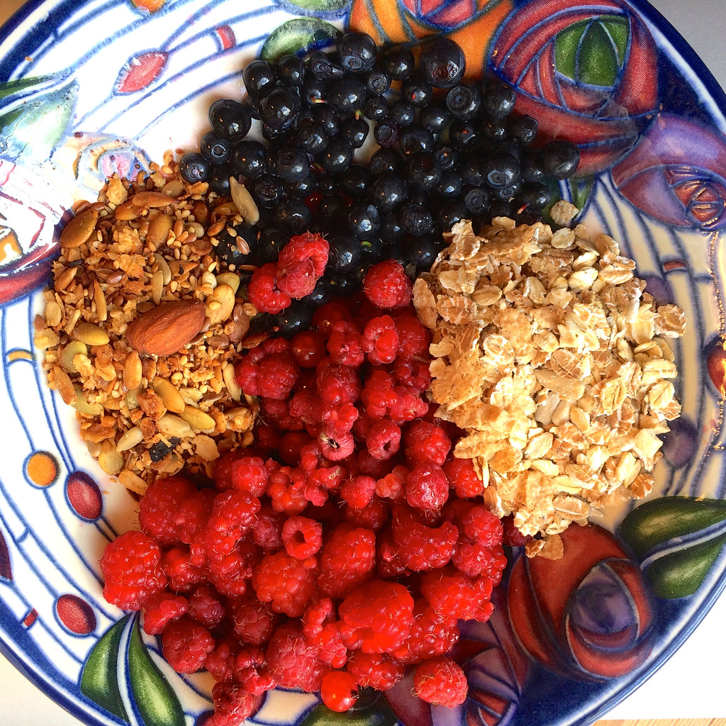 Breakfast this morning Raspberries and blueberries from th… Flickr