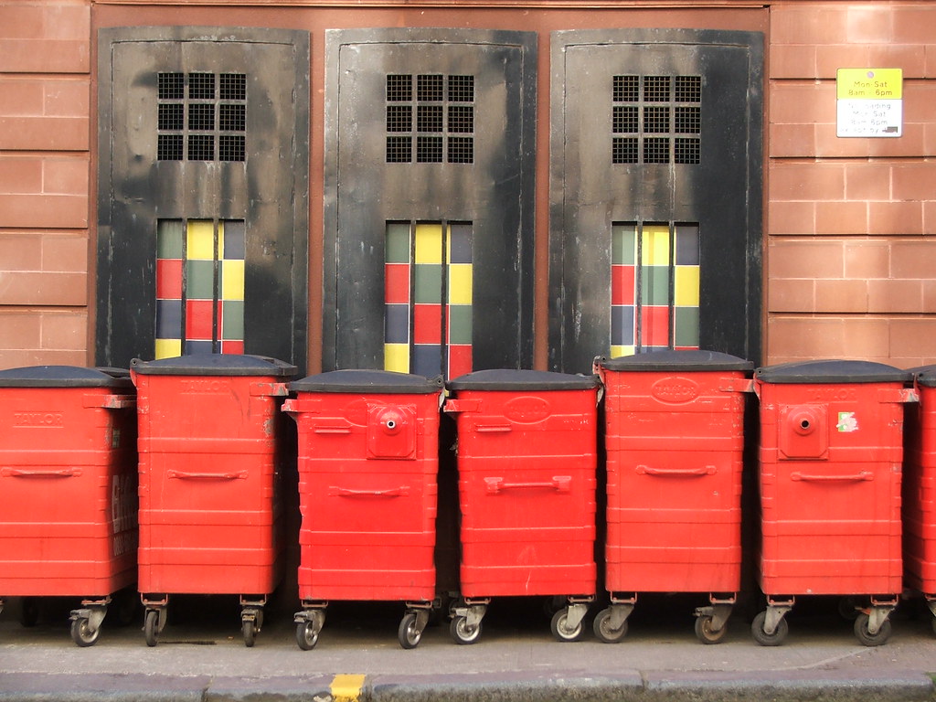 Glasgow Bins With a background of 'mockintosh' design. JanuaryJoe