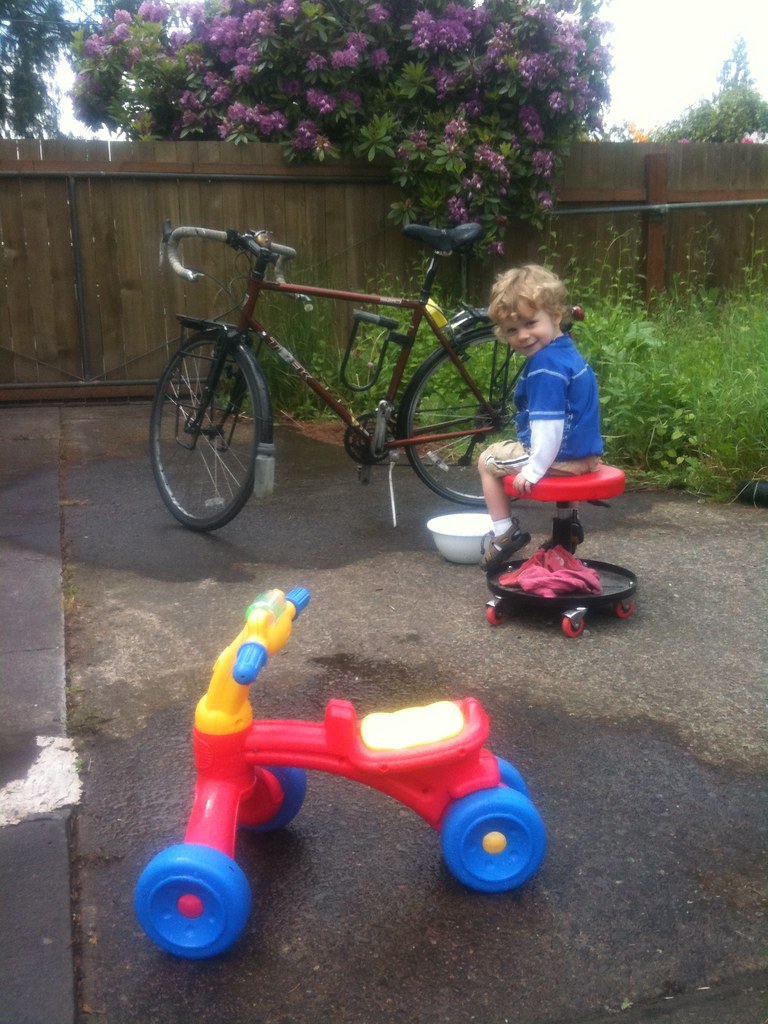 IMG_1462 Drew busy cleaning his bike while I cleaned mine.… John