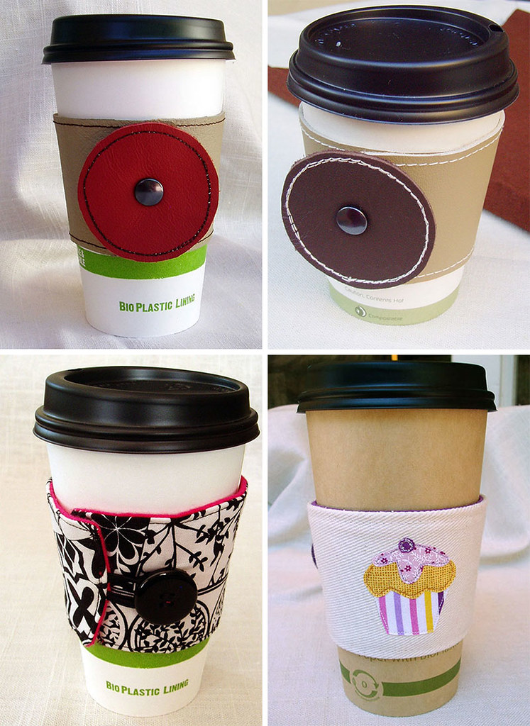 coffee sleeves Leather and fabric coffee sleeves by Isabel… Flickr