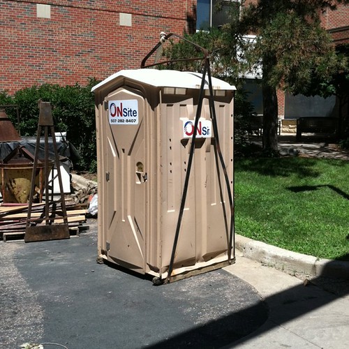 Just a portapotty rigged up to be lifted onto a roof. Flickr