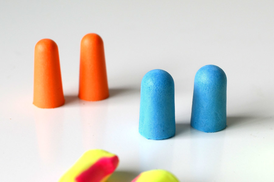 Orange, blue and yellow foam ear plugs www.yourbestdigs.co… Flickr