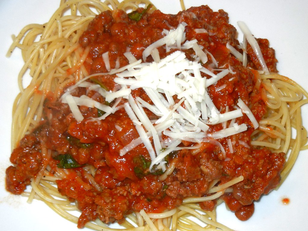 Pasta With Meat Sauce ..with asiago cheese.. Flickr