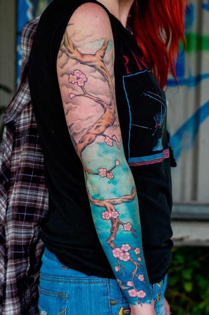 Cherry Blossom Sleeve Our model, Debbie, has a Japanese st… Flickr