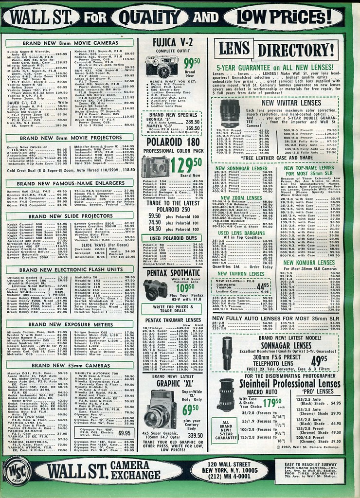 Wall St Camera Exchange May 1967 Price List 8mm movie came… Flickr
