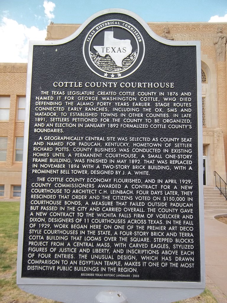 Cottle County Courthouse, Paducah, Texas Historical Marker a photo on
