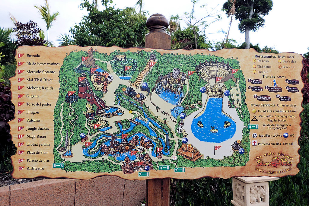 Le Parc Aquatique Ultime Siam Park map Tenerife May 2011. Hayden Flickr
