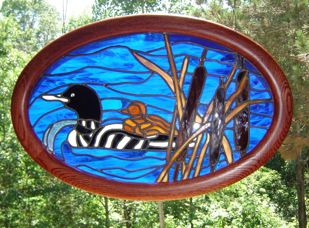 Stained Glass Hanging Panel Loon Family This is a 17" x … Flickr