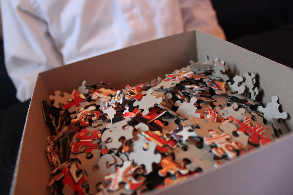 Puzzling Starting a new puzzle. This one did not take us n… Flickr