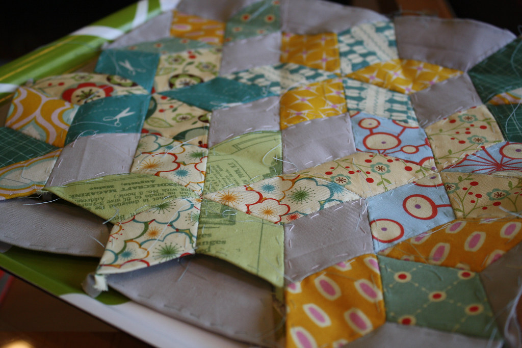 assembly I'm sewing together the diamonds when I have a sp… Flickr