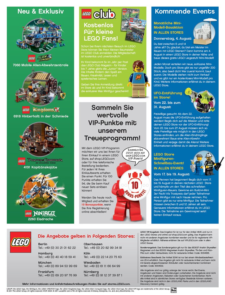 LEGO Store Calendar August 2011 Back (Germany) LEGO Stor… Flickr